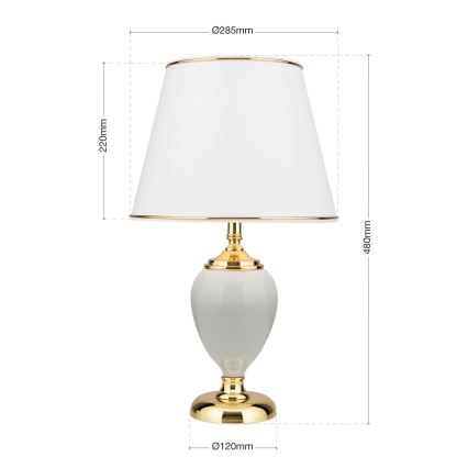 Laualamp OVUM 1xE27/40W/230V 48 cm keeramika valge/kuldne