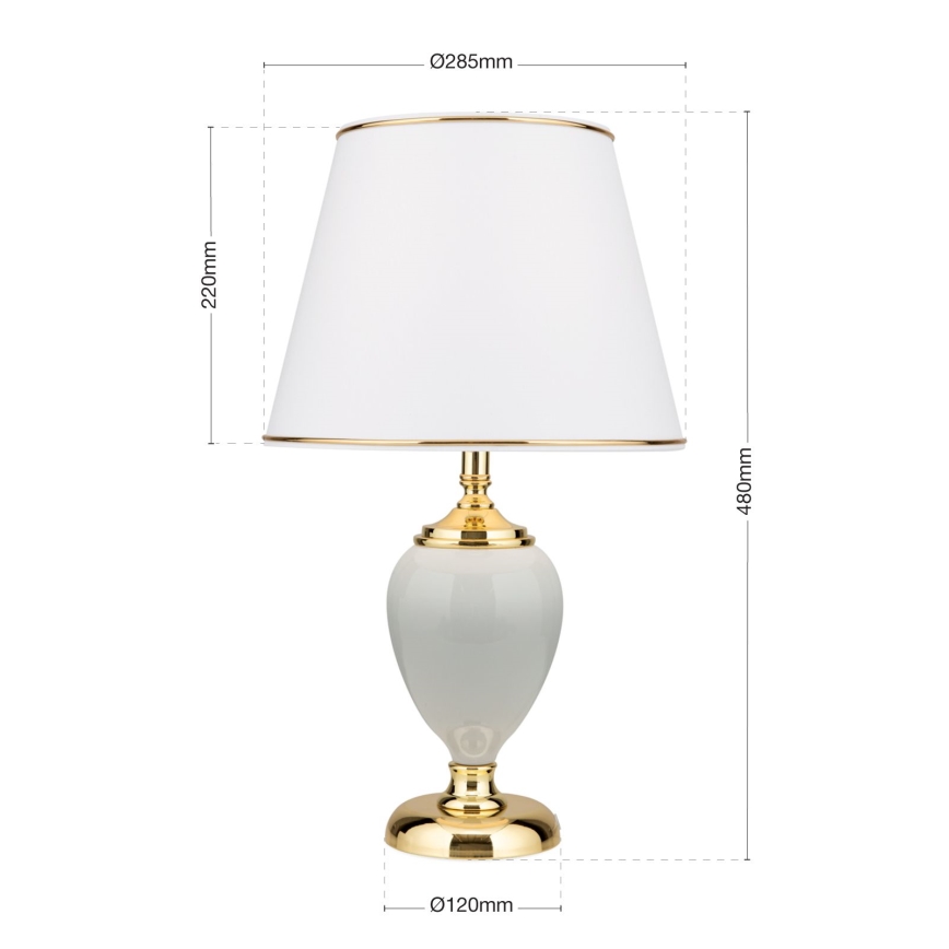 Laualamp OVUM 1xE27/40W/230V 48 cm keeramika valge/kuldne