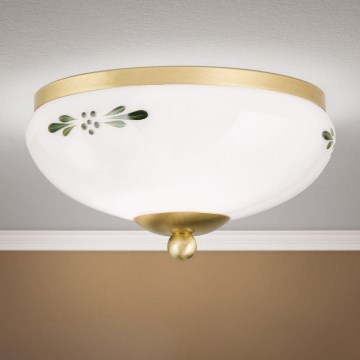 Orion - Laelamp LANDHAUS 1xE27/60W/230V läbimõõt 21 cm messing/valge/roheline