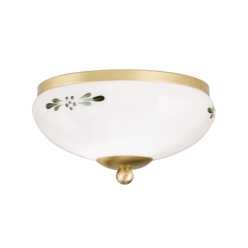 Orion - Laelamp LANDHAUS 1xE27/60W/230V läbimõõt 21 cm messing/valge/roheline
