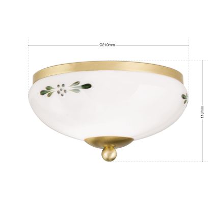 Orion - Laelamp LANDHAUS 1xE27/60W/230V läbimõõt 21 cm messing/valge/roheline
