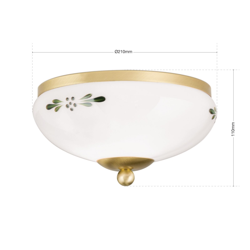 Orion - Laelamp LANDHAUS 1xE27/60W/230V läbimõõt 21 cm messing/valge/roheline