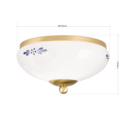 Orion - laelamp LANDHAUS 1xE27/60W/230V läbimõõt 21 cm messing/valge/sinine