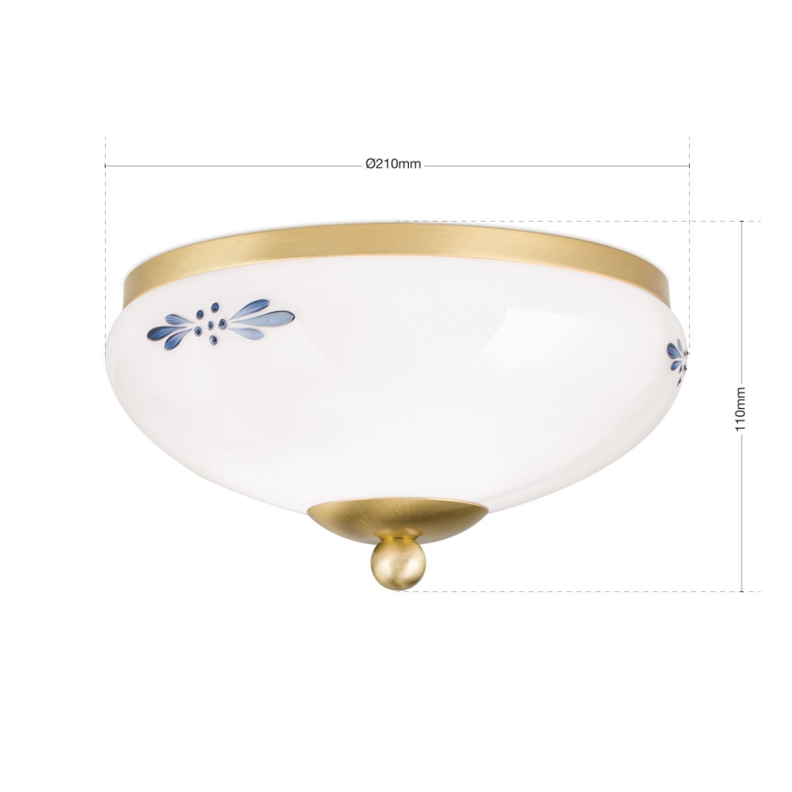 Orion - laelamp LANDHAUS 1xE27/60W/230V läbimõõt 21 cm messing/valge/sinine