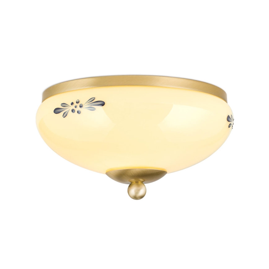 Orion - Laelamp LANDHAUS 1xE27/60W/230V Ø 21 cm messing/beež/sinine