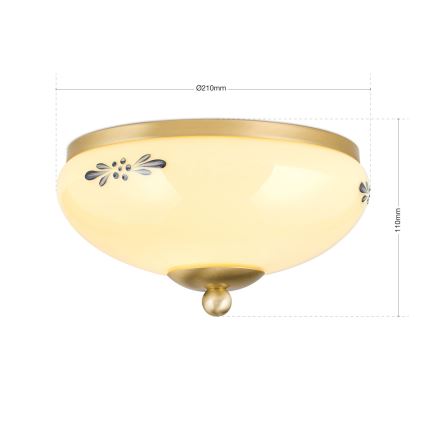 Orion - Laelamp LANDHAUS 1xE27/60W/230V Ø 21 cm messing/beež/sinine