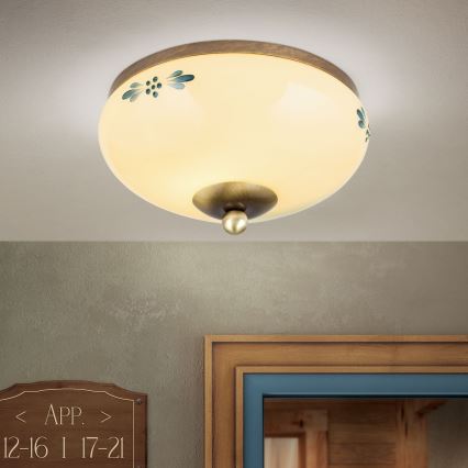 Orion - Laelamp LANDHAUS 1xE27/60W/230V Ø 21 cm pronks/beež/sinine