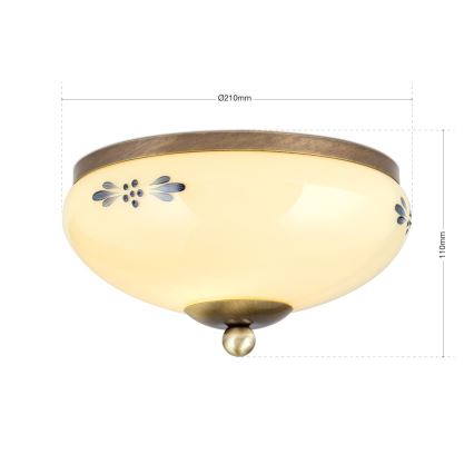 Orion - Laelamp LANDHAUS 1xE27/60W/230V Ø 21 cm pronks/beež/sinine