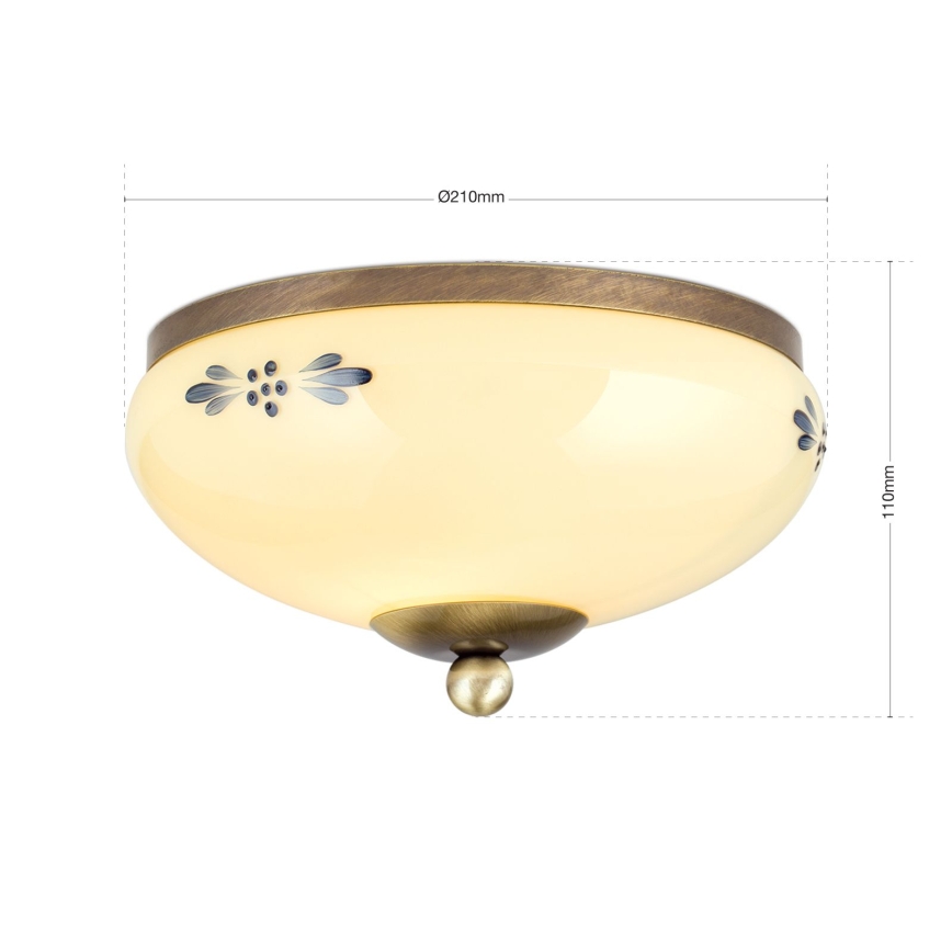 Orion - Laelamp LANDHAUS 1xE27/60W/230V Ø 21 cm pronks/beež/sinine