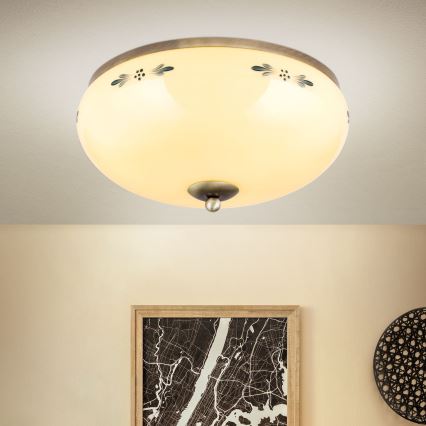 Orion - LANDHAUS laelamp 3xE27/60W/230V, läbimõõt 35 cm, pronks/beež/sinine