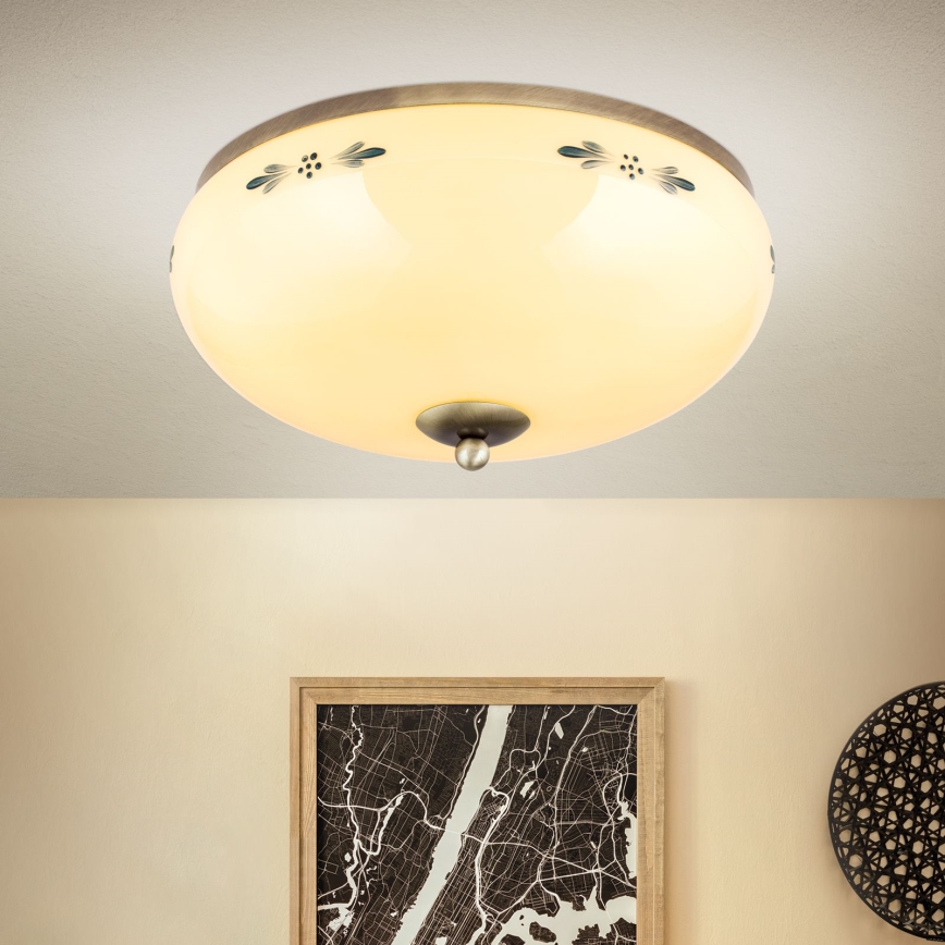 Orion - LANDHAUS laelamp 3xE27/60W/230V, läbimõõt 35 cm, pronks/beež/sinine