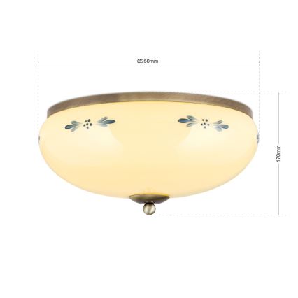 Orion - LANDHAUS laelamp 3xE27/60W/230V, läbimõõt 35 cm, pronks/beež/sinine