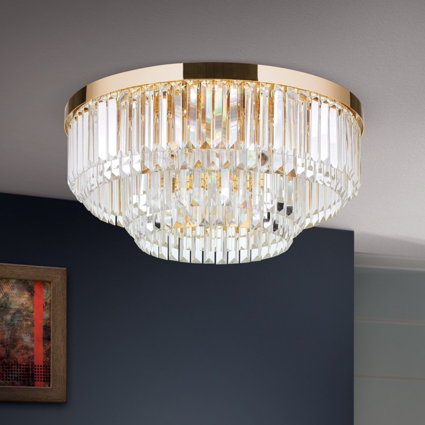 LED Hämardatav kristallist laevalgusti PRISM LED/80W/230V d. 55 cm 24K kuldne