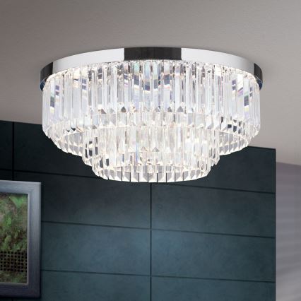 LED Hämardatav kristallist laevalgusti PRISM LED/80W/230V d. 55 cm läikiv kroom