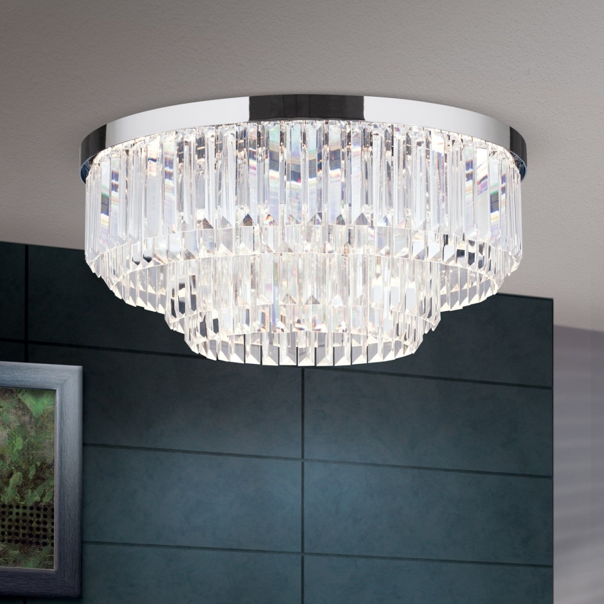 LED Hämardatav kristallist laevalgusti PRISM LED/80W/230V d. 55 cm läikiv kroom