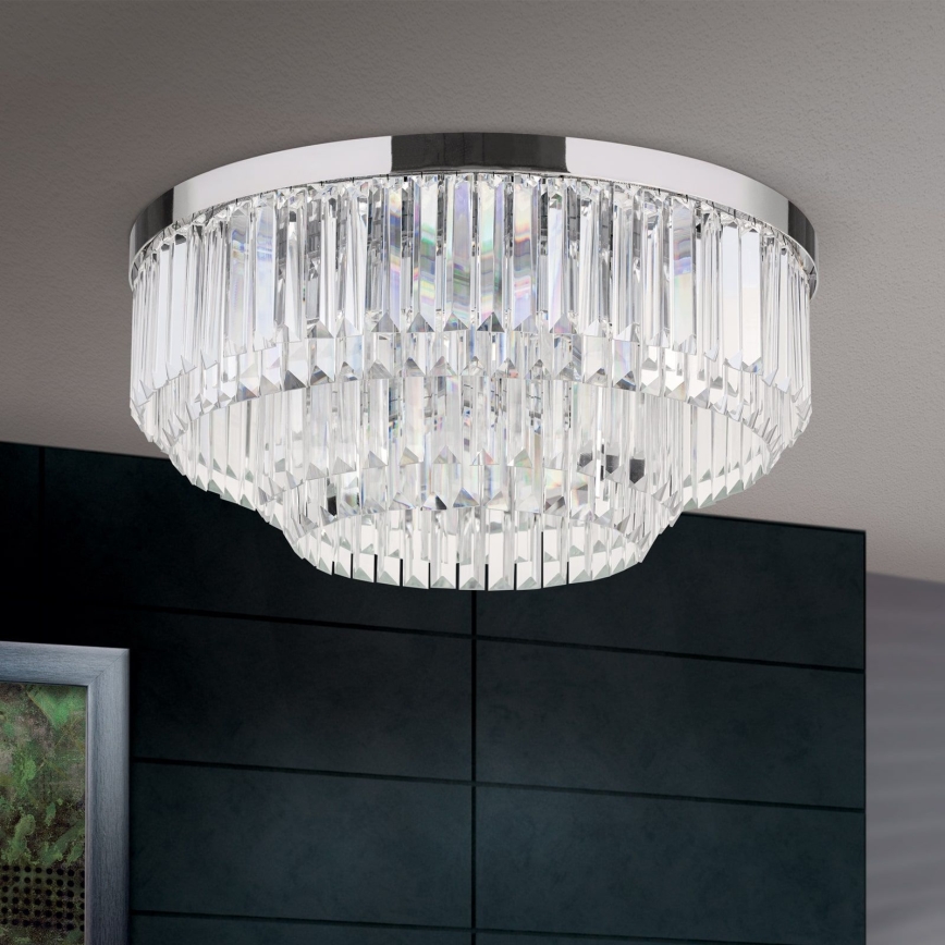 LED Hämardatav kristallist laevalgusti PRISM LED/80W/230V d. 55 cm läikiv kroom