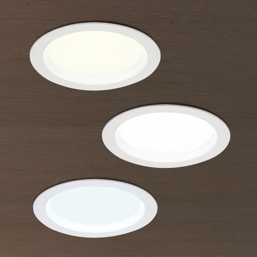 LED hämardatav vannitoa süvistatav laevalgusti OFFICE LED/15W/230V 3000/4000/6000K läbimõõt 14 cm UGR19 IP44 valge