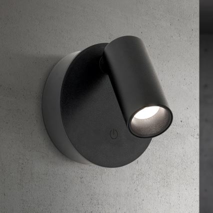 LUXY LED/1W/5V hämardatav, laetav puutekontrolliga seinapunktvalgusti 2200 mAh 2700/3000/4000K must