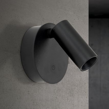 LUXY LED/1W/5V hämardatav, laetav puutekontrolliga seinapunktvalgusti 2200 mAh 2700/3000/4000K must