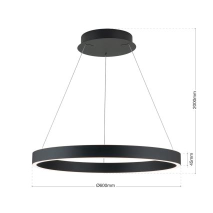 hämardatav LED-rippvalgusti kaablil KOLK LED/60W/230V 2700/3000/4000K läbimõõt 60 cm must