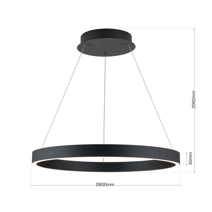 hämardatav LED-rippvalgusti kaablil KOLK LED/60W/230V 2700/3000/4000K läbimõõt 60 cm must