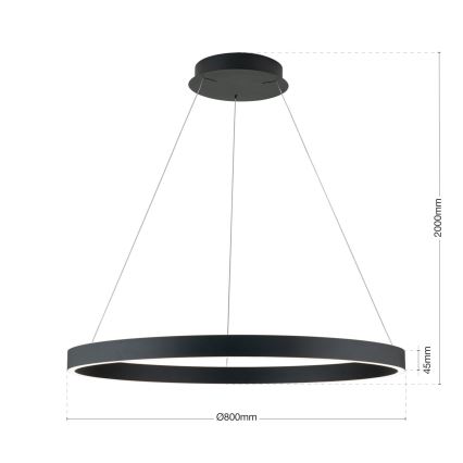 Hämardatav LED-rippvalgusti kaabliga KOLK LED/80W/230V 2700/3000/4000K läbimõõt 80 cm must