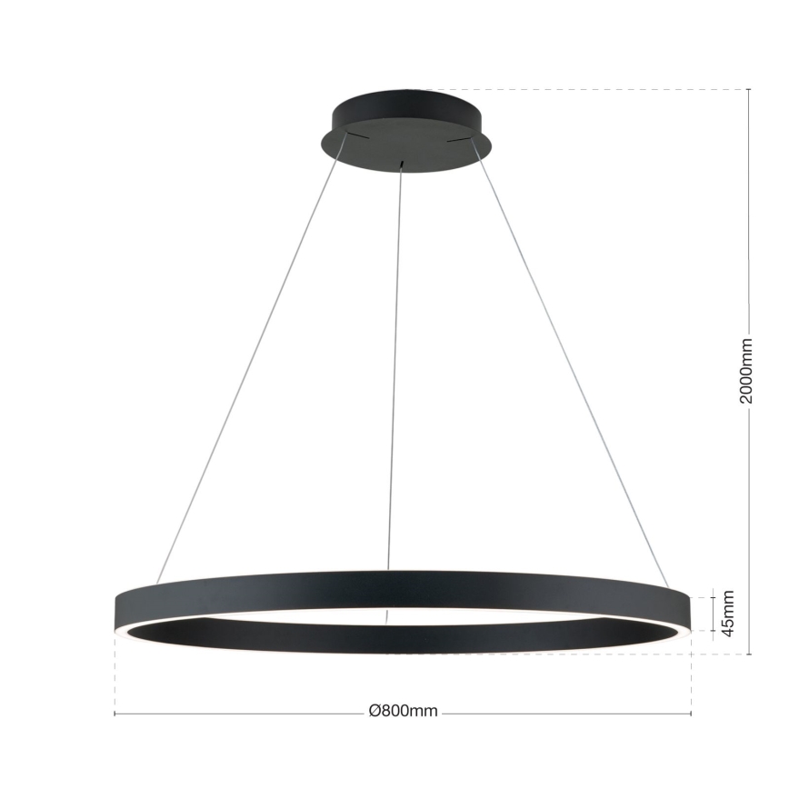 Hämardatav LED-rippvalgusti kaabliga KOLK LED/80W/230V 2700/3000/4000K läbimõõt 80 cm must