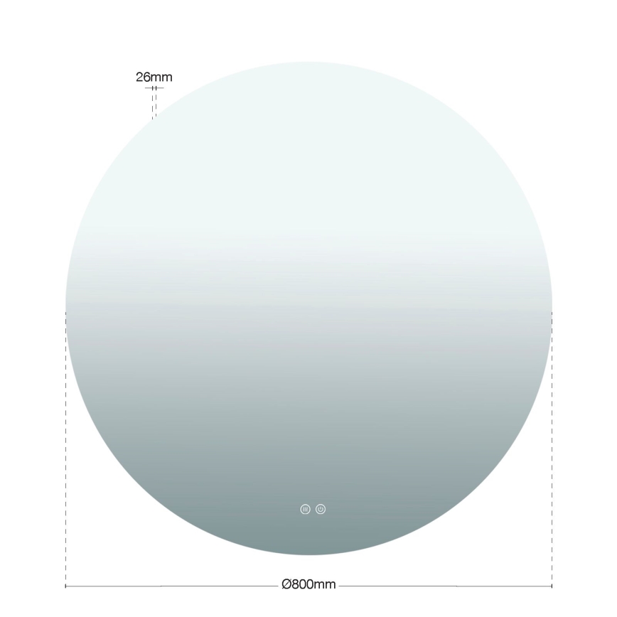 Vannitoa LED-seinale paigaldatav soojendusega peegel tagantvalgustusega FOCUS LED/27W/230V 3000/4200/6000K läbimõõt 80 cm IP44