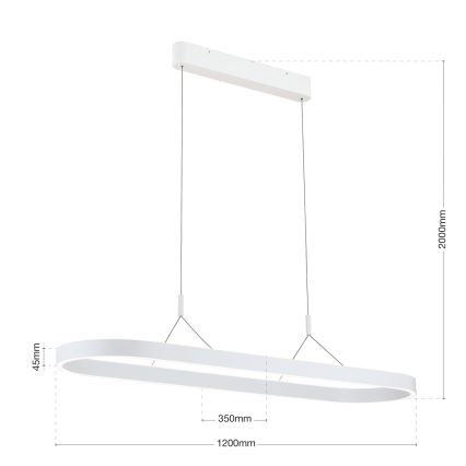 LED-rippvalgusti kaabliga CARRARA LED/80W/230V 2700/3000/4000K valge