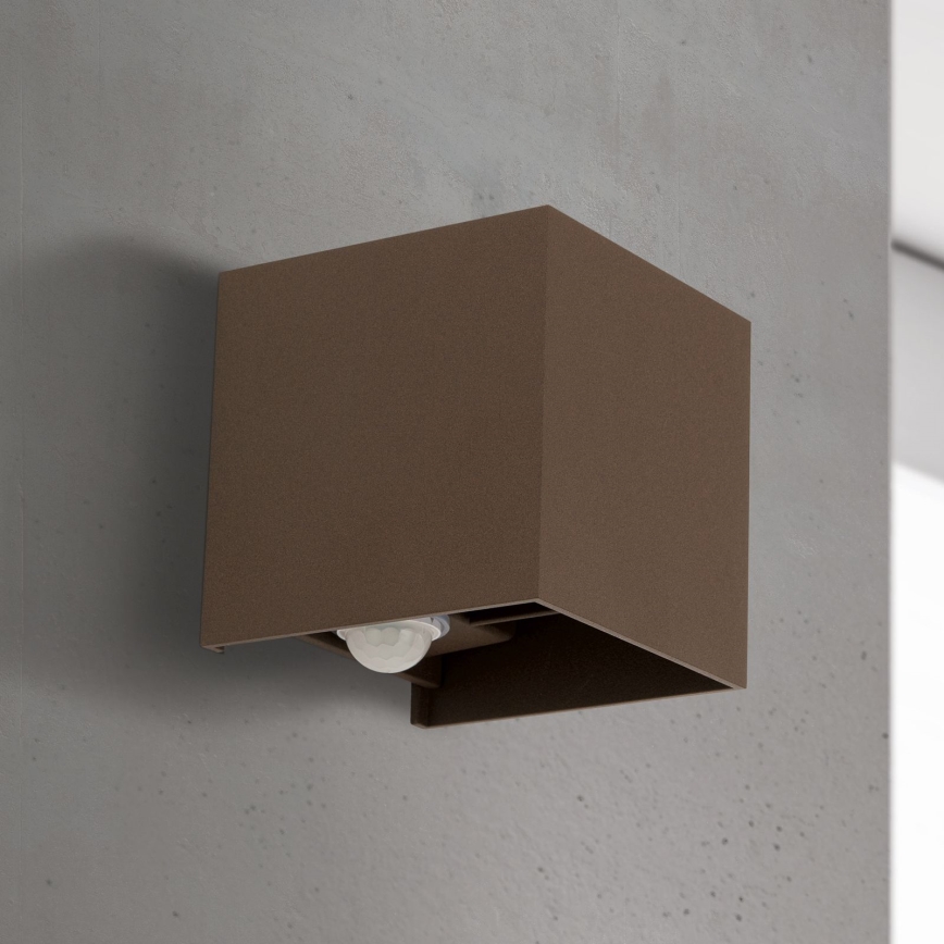 välisseinavalgusti liikumis- ja hämaruseanduriga CUBE-S LED/13W/230V IP54 pruun