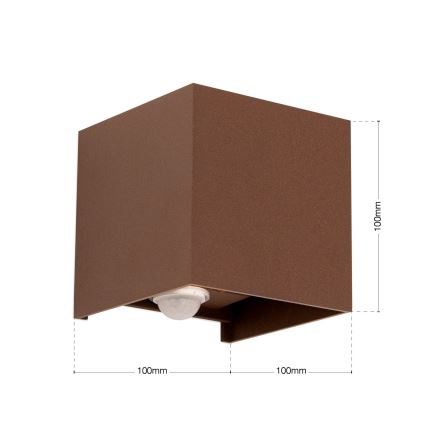 välisseinavalgusti liikumis- ja hämaruseanduriga CUBE-S LED/13W/230V IP54 pruun