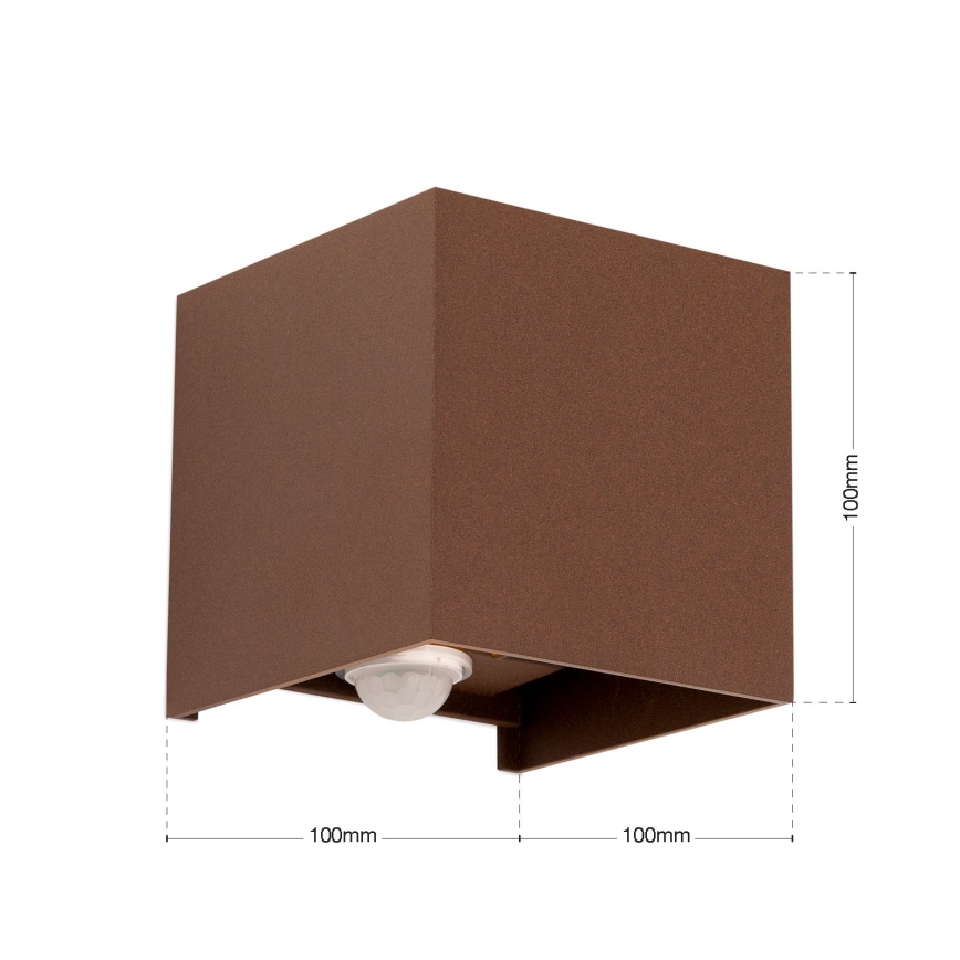 välisseinavalgusti liikumis- ja hämaruseanduriga CUBE-S LED/13W/230V IP54 pruun