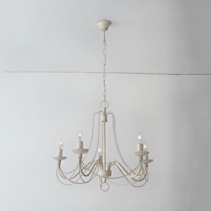 Lühter VELA 5xE14/40W/230V d. 60 cm valge/kuldne/paatina