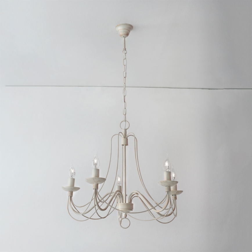 Lühter VELA 5xE14/40W/230V d. 60 cm valge/kuldne/paatina
