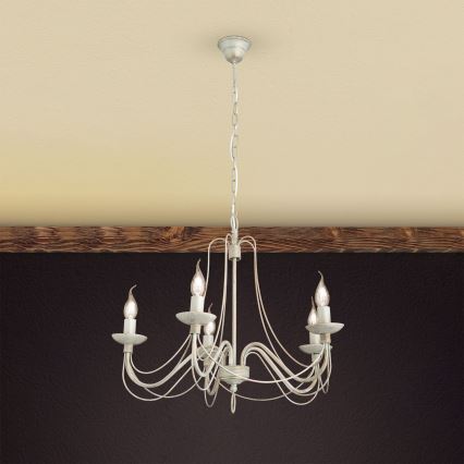 Lühter VELA 5xE14/40W/230V d. 60 cm valge/kuldne/paatina
