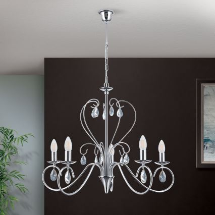Kristall-lühter ALESSIA 5xE14/40W/230V läikiv kroom