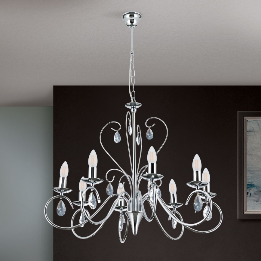 Kristall-lühter ALESSIA 8xE14/40W/230V läikiv kroom