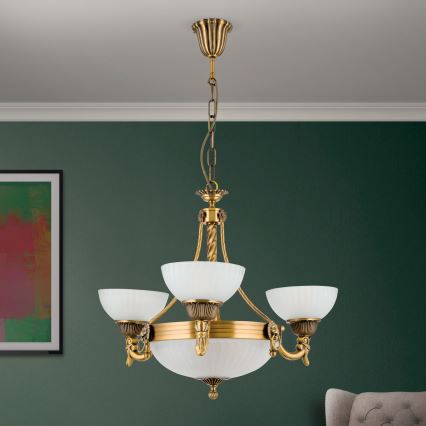 Lühter ROCCA 6xE27/60W/230V d. 64 cm pronks/valge