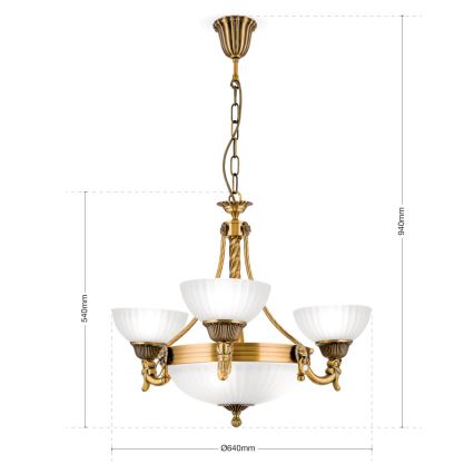 Lühter ROCCA 6xE27/60W/230V d. 64 cm pronks/valge