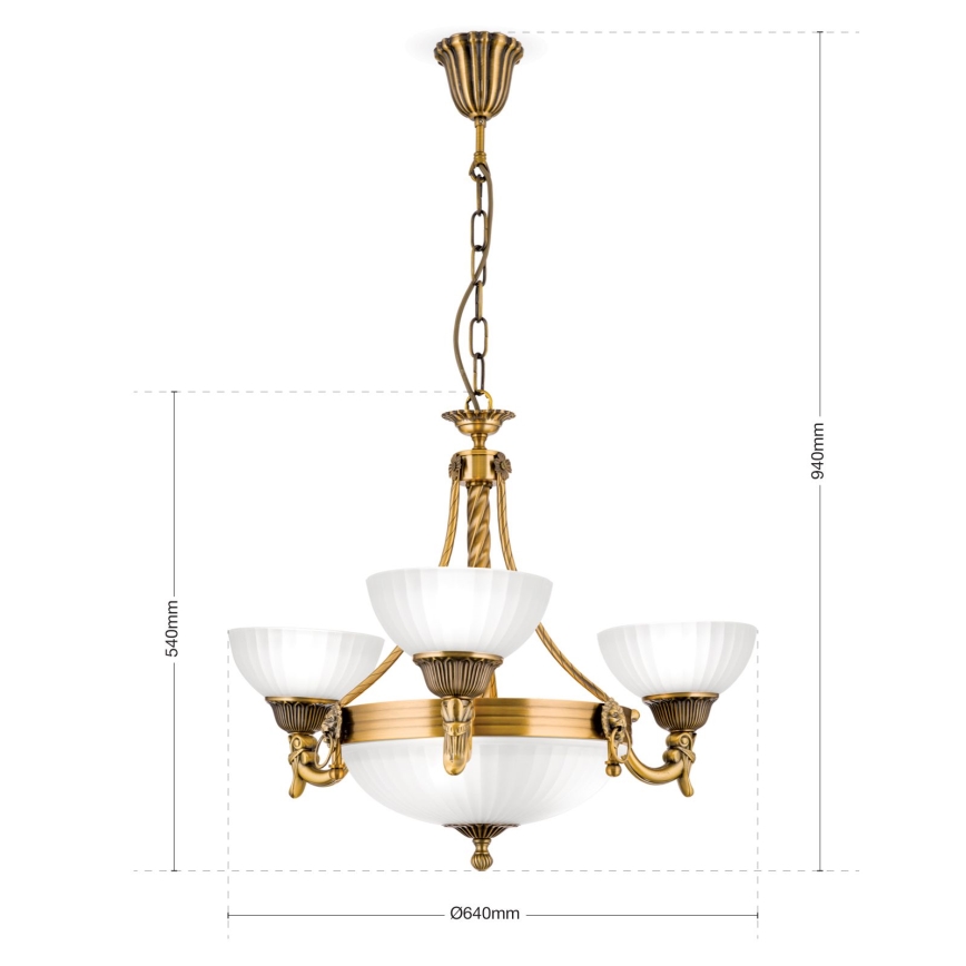 Lühter ROCCA 6xE27/60W/230V d. 64 cm pronks/valge