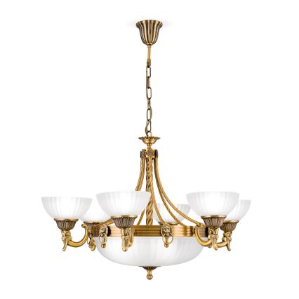 Lühter ROCCA 9xE27/60W/230V d. 75 cm pronks/valge
