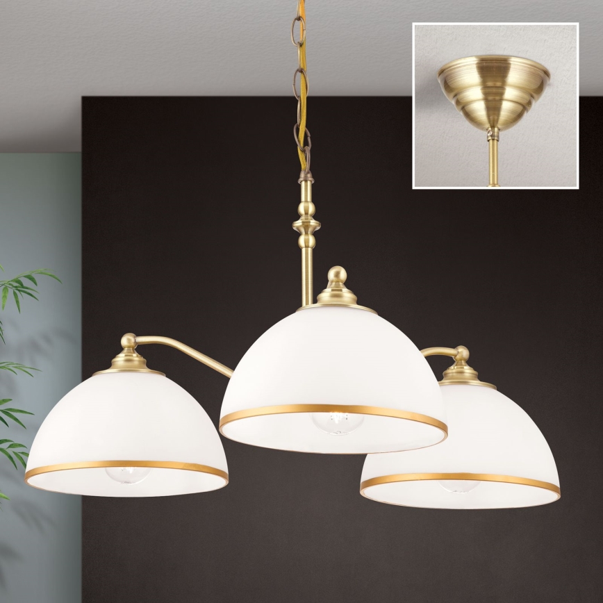 Lühter OLD LAMP 3xE27/40W/230V d. 65 cm valge/messing