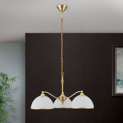 Lühter OLD LAMP 3xE27/40W/230V d. 65 cm valge/messing