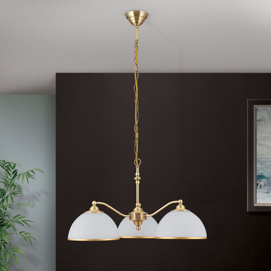 Lühter OLD LAMP 3xE27/40W/230V d. 65 cm valge/messing