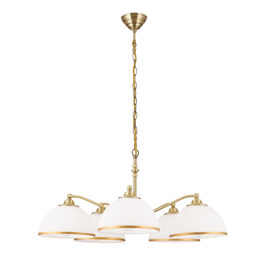 Lühter OLD LAMP 5xE27/40W/230V d. 75 cm valge/messing