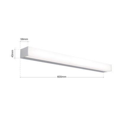 LED Peeglivalgustus vannituppa HORIZON LED/12W/230V 3000/4000K 60 cm IP44 hõbedane