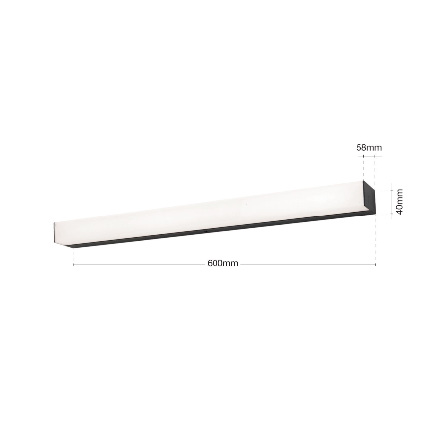 LED Peeglivalgustus vannituppa HORIZON LED/12W/230V 3000/4000K 60 cm IP44 must