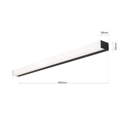 LED Peeglivalgustus vannituppa HORIZON LED/18W/230V 3000/4000K 90 cm IP44 must
