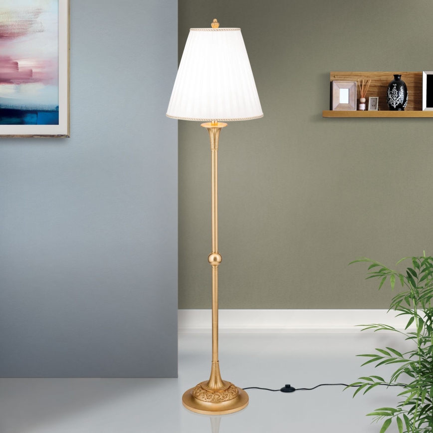 Põrandalamp FONSA 1xE27/60W/230V valge/kuldne
