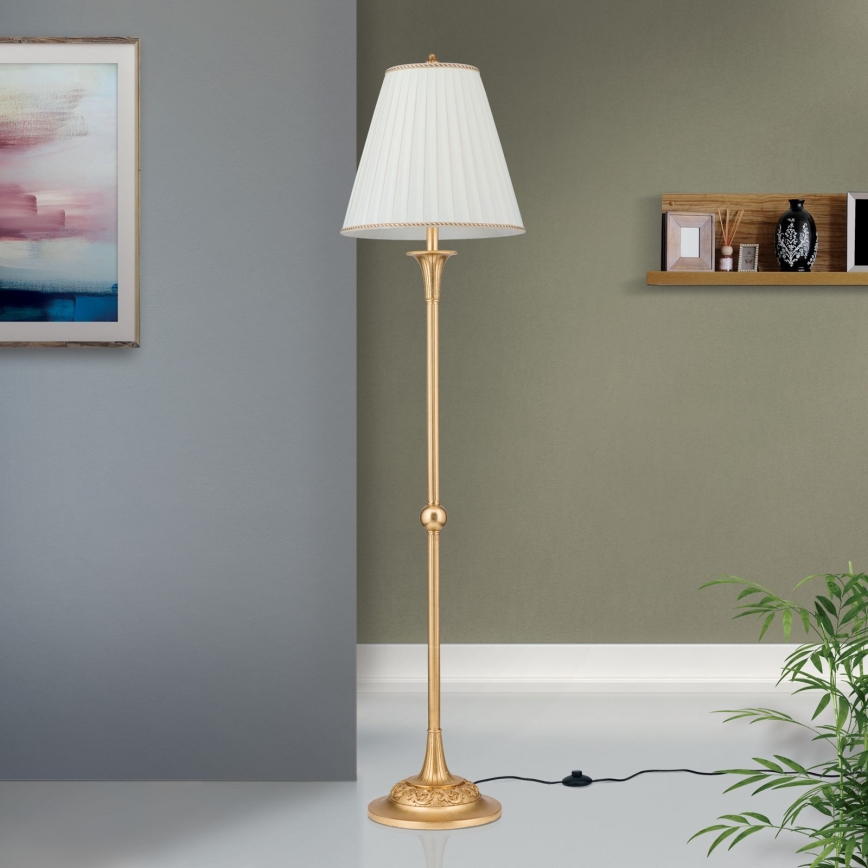 Põrandalamp FONSA 1xE27/60W/230V valge/kuldne